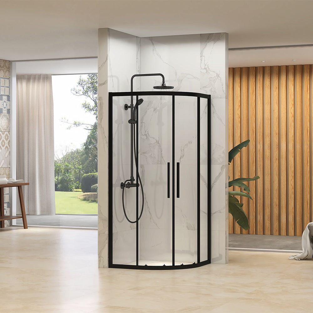 6mm 2 Door sliding Quadrant Enclosure 800mm - Black