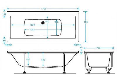 1700x750mm Double Ended Acrylic Bath - Zane 100DE by Voda Design