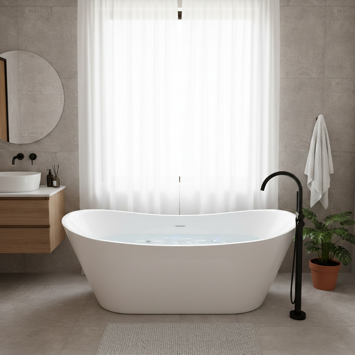Loco Freestanding Bath 1800 x 900 x 720mm with Hydro Whirlpool & Air Jets