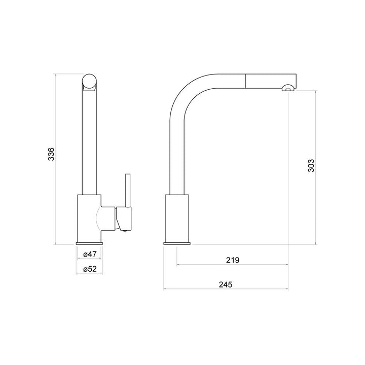 Dyche Pull Out Kitchen Mixer Tap - By Voda Design