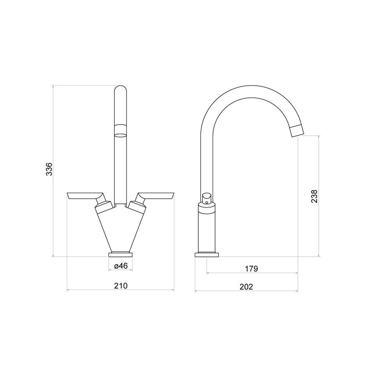 Thelon Brushed Nickel Kitchen Mixer Tap - By Voda Design