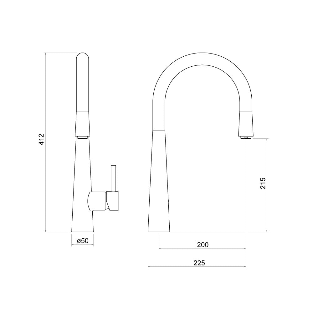 Kuban Pull Out Spout Single Lever Kitchen Mixer Tap- By Voda Design