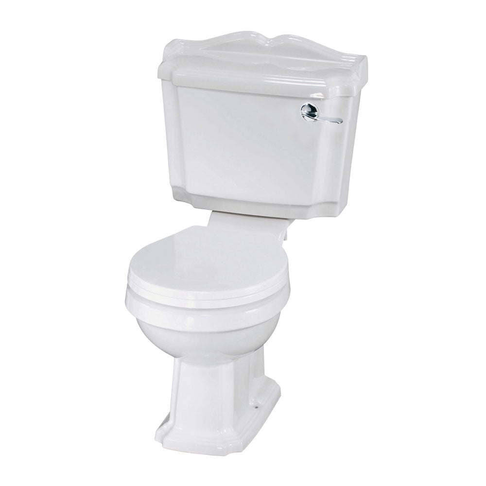Traditional Close Coupled Pan Cistern & Soft Close Seat - Chrome Lever - TRADTOILET2