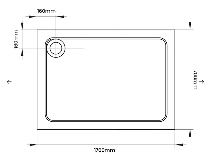 Slate Effect 1700 X 700mm Rectangular Shower Tray