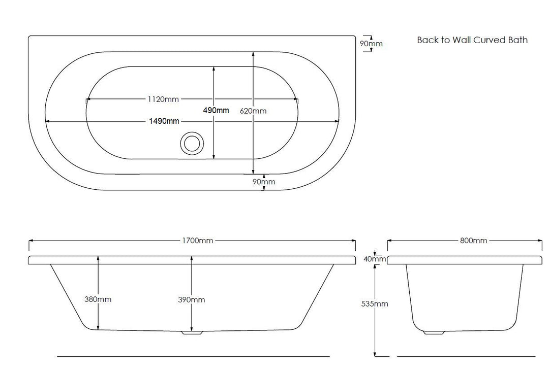 Trojan Destiny D Shape 1700 x 800 Bath
