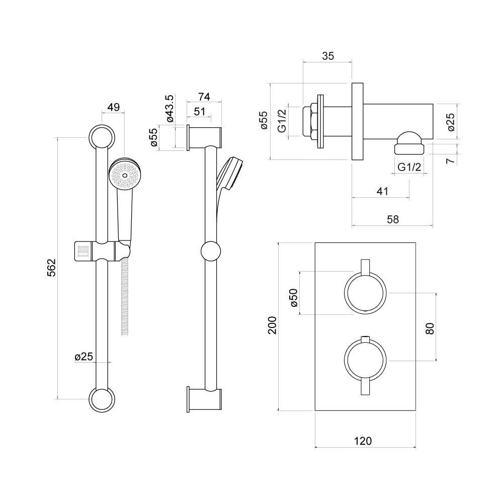 Lewes Concealed Thermostatic Shower Set - By Voda Design