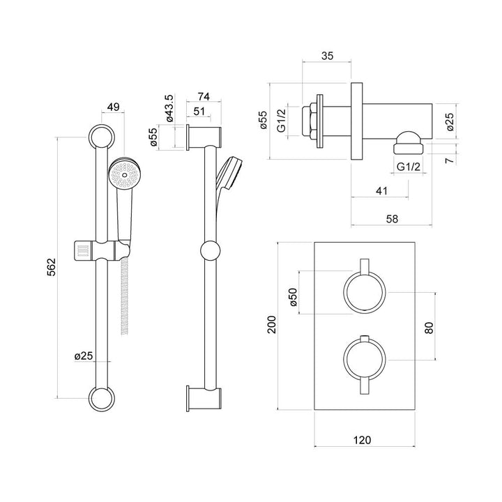 Lewes Concealed Thermostatic Shower Set - By Voda Design