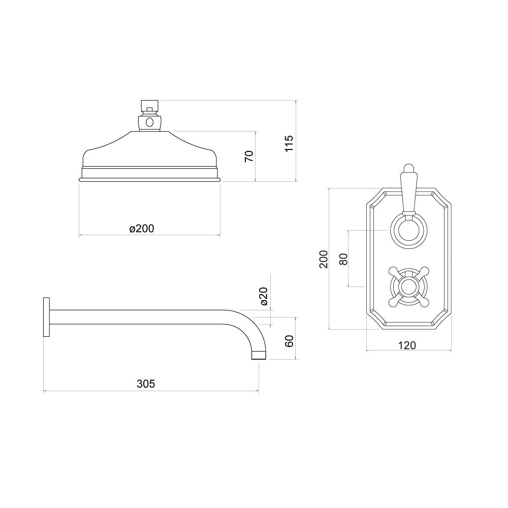Lagan Traditional Concealed Thermostatic Shower Set - By Voda Design