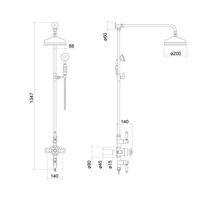 Witham Traditional Exposed Thermostatic Shower Set - By Voda Design