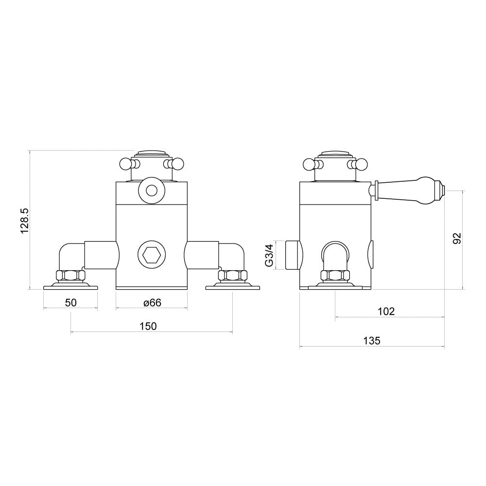 Foyle Traditional Exposed Thermostatic Shower Valve - By Voda Design