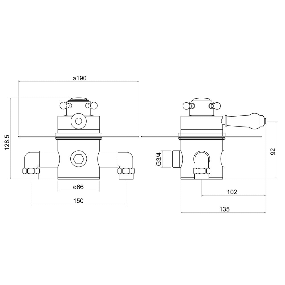 Foyle Traditional Concealed Thermostatic Shower Valve  - By Voda Design