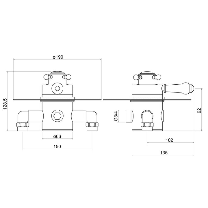Foyle Traditional Concealed Thermostatic Shower Valve  - By Voda Design