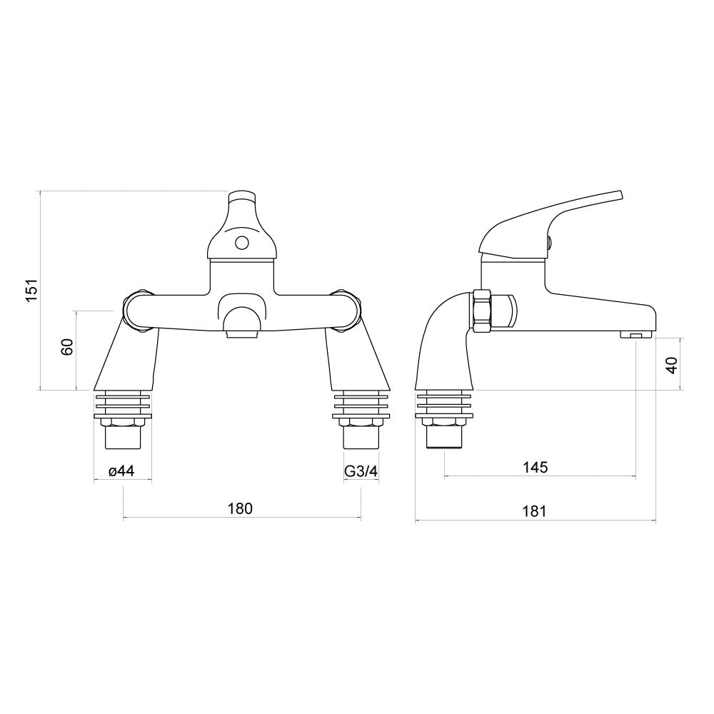 Ribble Bath Shower Mixer with Shower Kit - By Voda Design