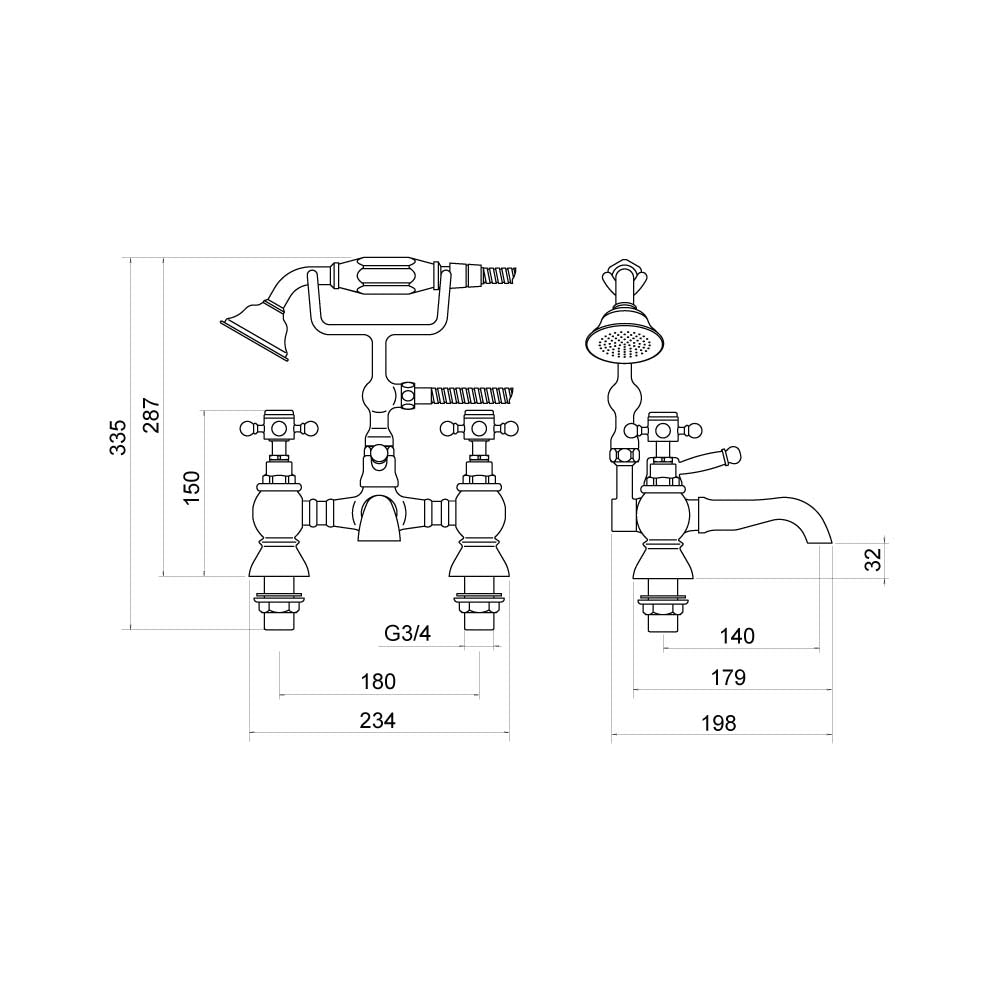 Foyle Bath Shower Mixer with Shower Kit - By Voda Design