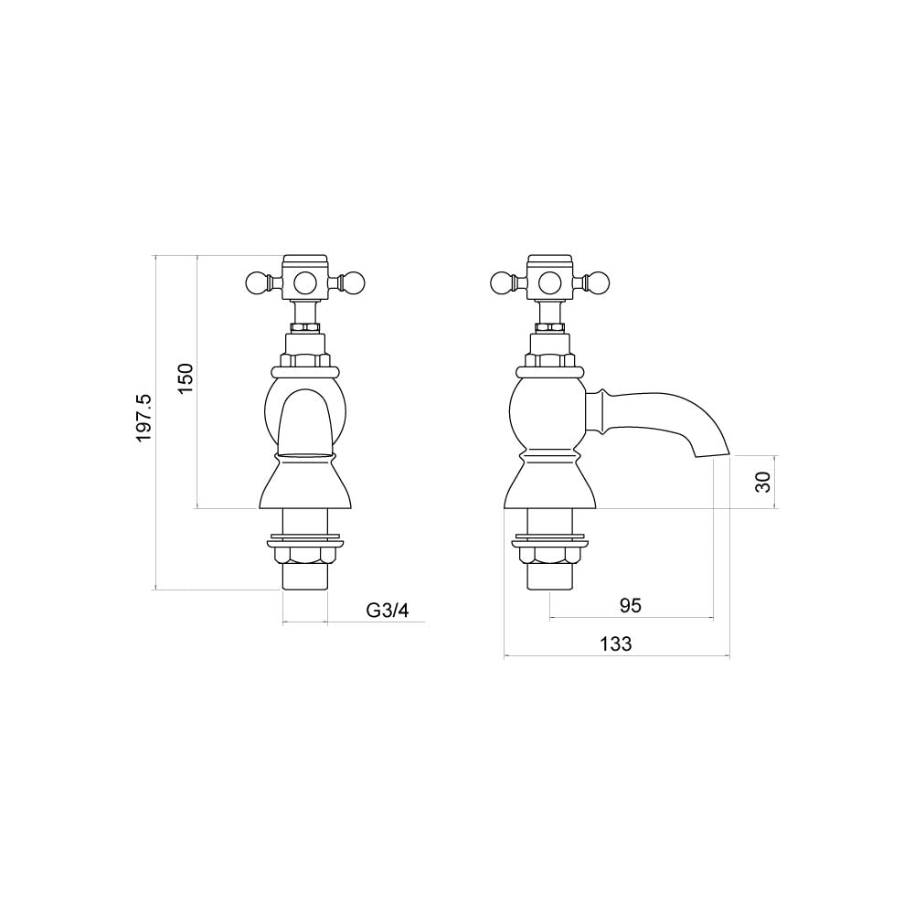 Foyle Bath Taps (Pair) - By Voda Design
