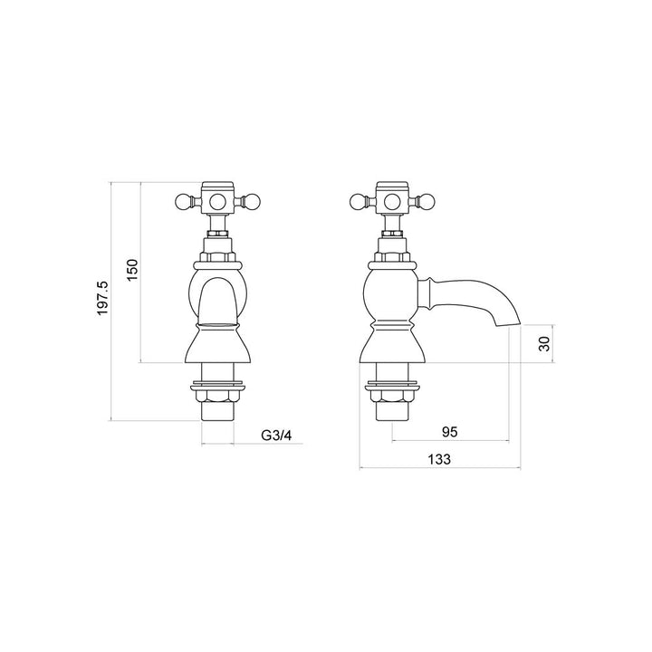 Foyle Bath Taps (Pair) - By Voda Design