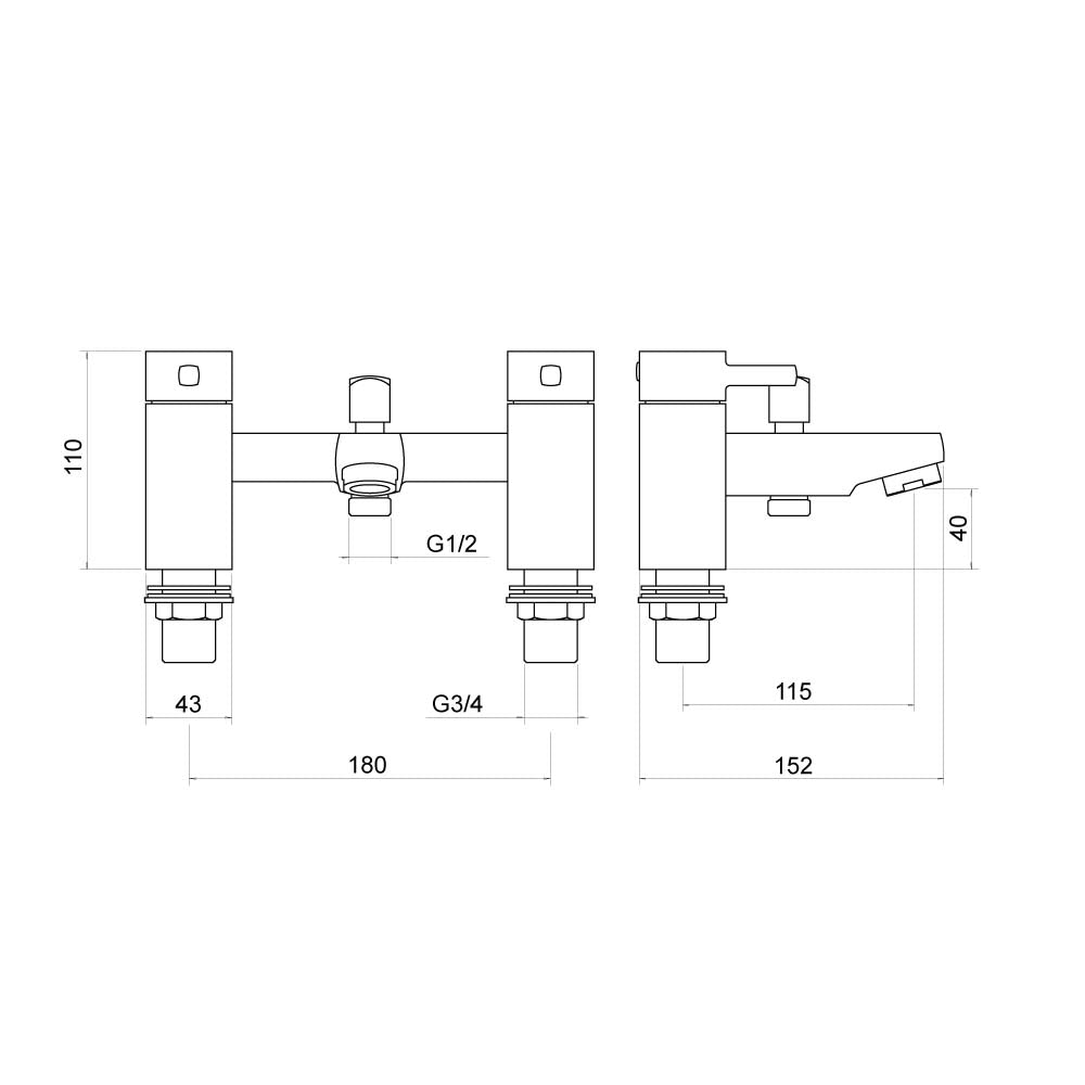 Albany Bath Shower Mixer with Shower Kit - By Voda Design