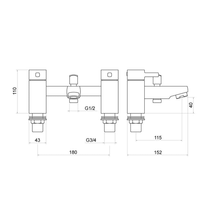 Albany Bath Shower Mixer with Shower Kit - By Voda Design