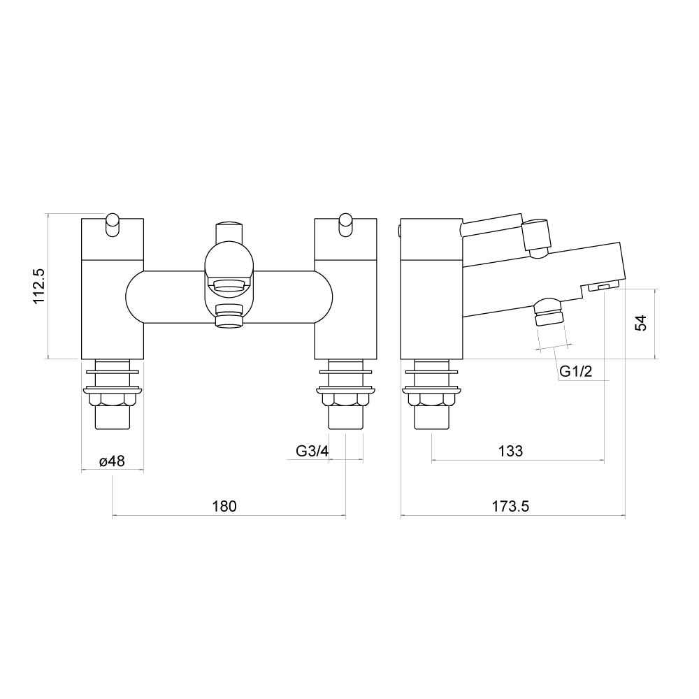 Solent Bath Shower Mixer with Shower Kit - By Voda Design