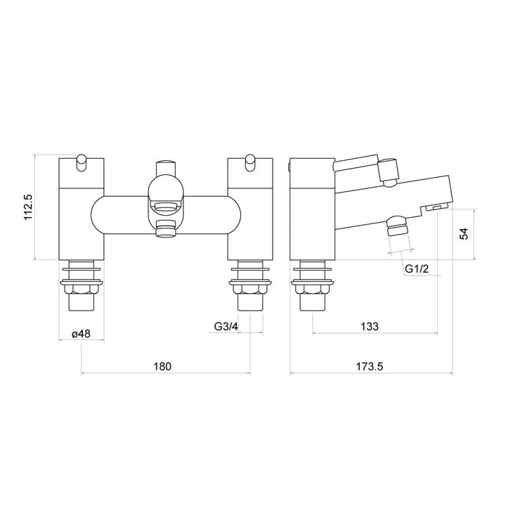 Solent Bath Shower Mixer with Shower Kit - By Voda Design