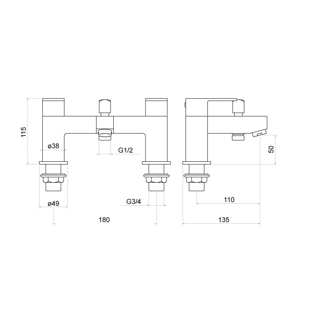 Isla Bath Shower Mixer with Shower Kit - By Voda Design
