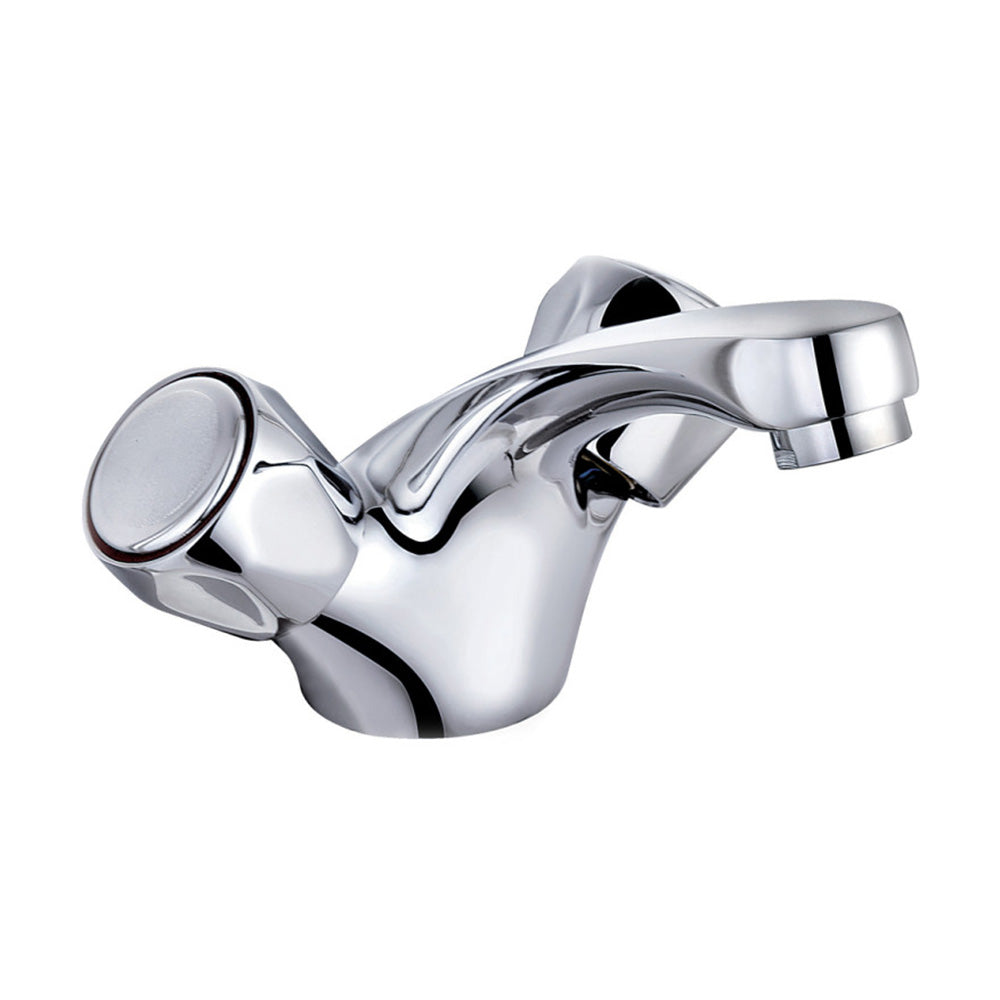Two handled basin mixer with pop Up Waste