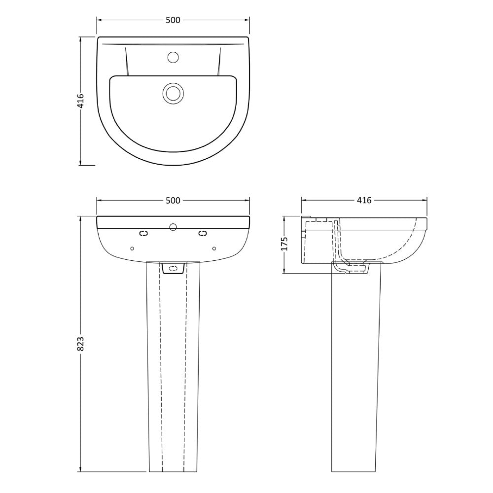500mm Basin & Pedestal - VBAS005