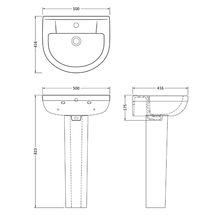 500mm Basin & Pedestal - VBAS005
