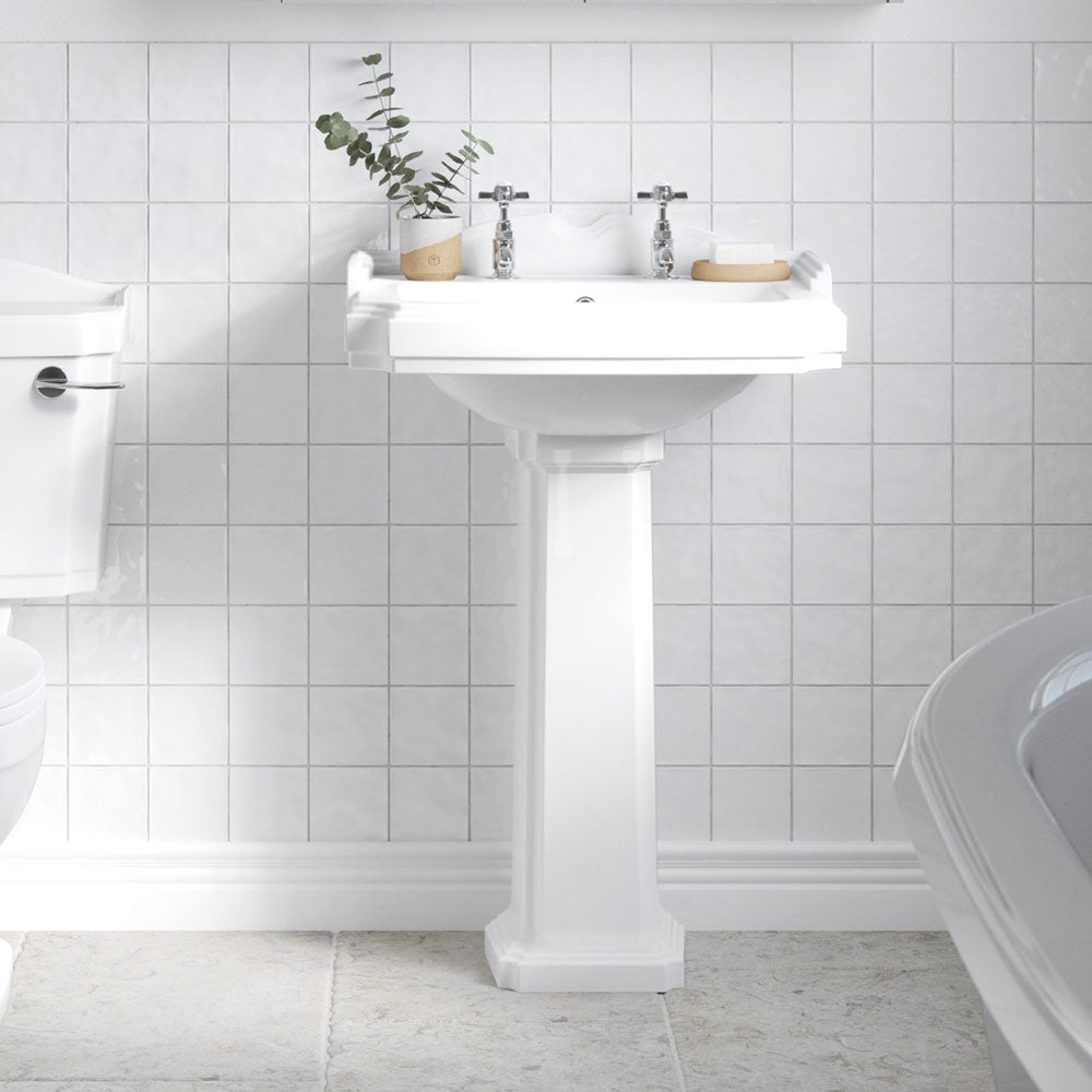 590mm Basin & Pedestal (2 Tap Hole) - VBAS011