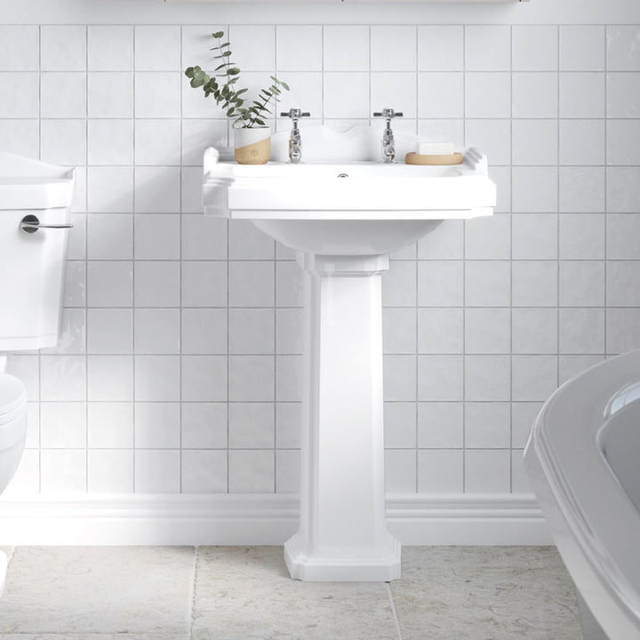 590mm Basin & Pedestal (2 Tap Hole) - VBAS011