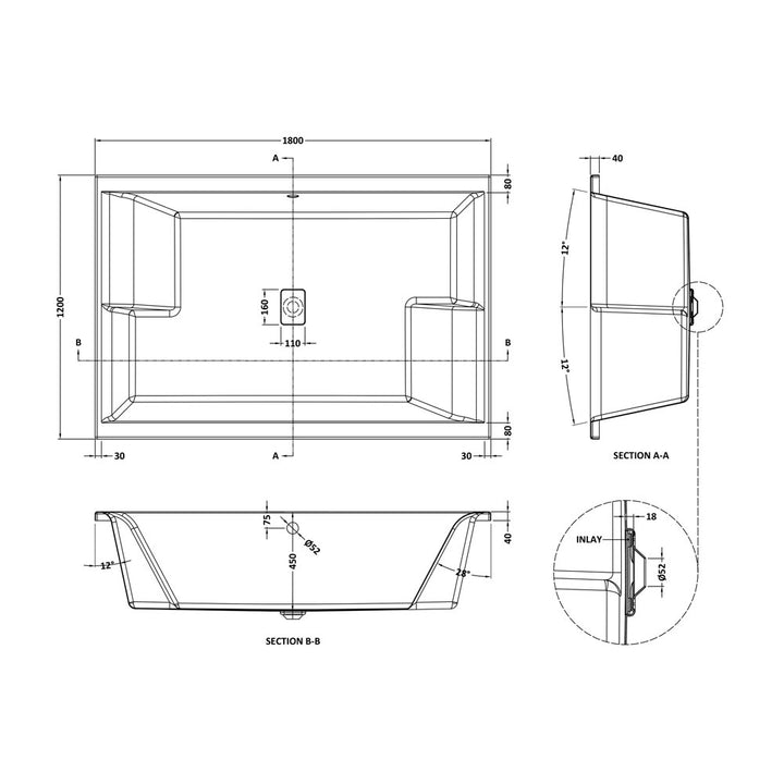 Double Ended Inset Spa Bath - VBATH020