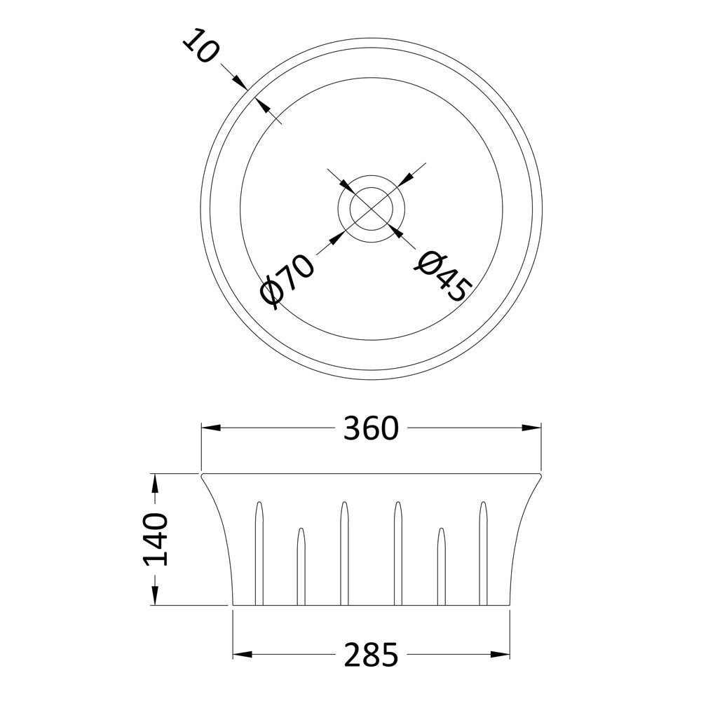 Round Basin W358xD368xH137 - White (VES01)