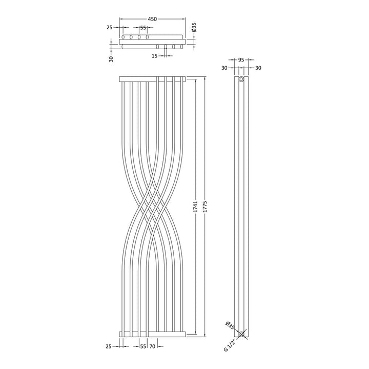 Xcite Designer Radiator - 1775 x 450mm - Anthracite - VHEA007