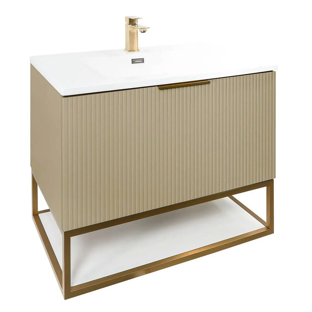 1800 Freestanding Whirlpool Bath Suite With Comfort Height Back to Wall Toilet - Brushed Brass - VODASUITE34