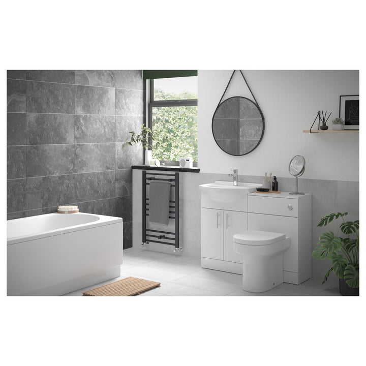 Earnsdale 650mm Basin Unit, WC Unit & BTW Toilet Pack - White Gloss