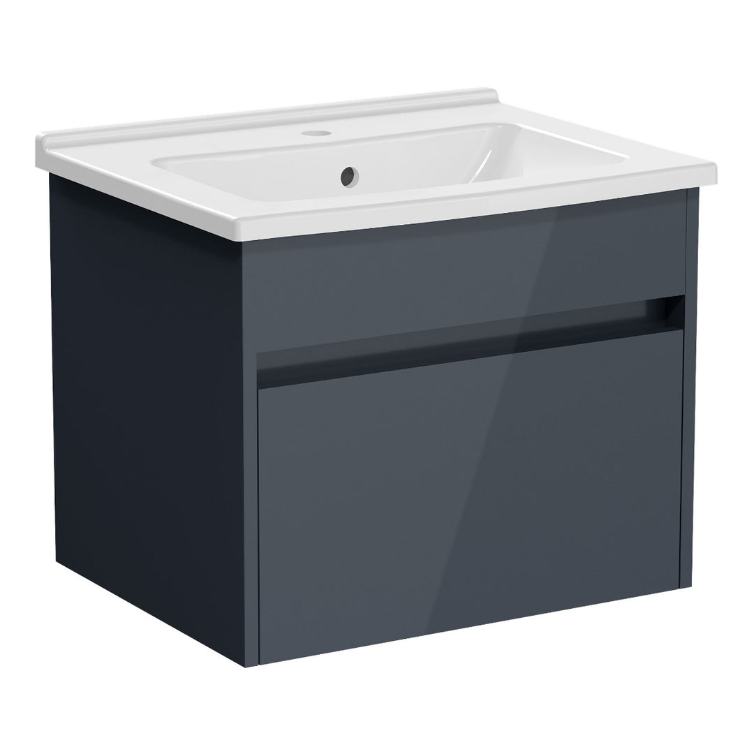 VitrA S50+ 60 cm 1 Drawer Unit & Washbasin Anthracite High Gloss