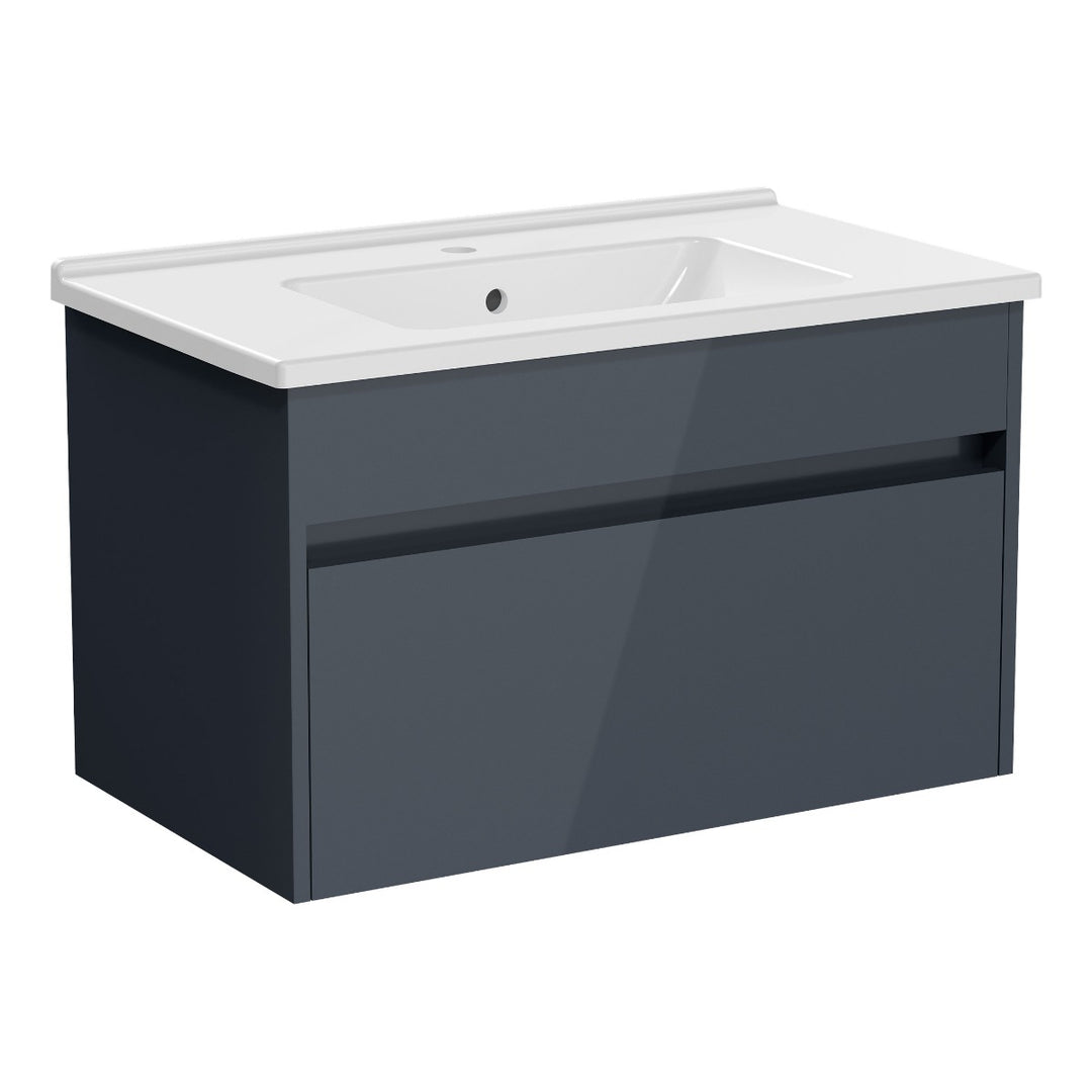 VitrA S50+ 80 cm 1 Drawer Unit & Washbasin Anthracite High Gloss