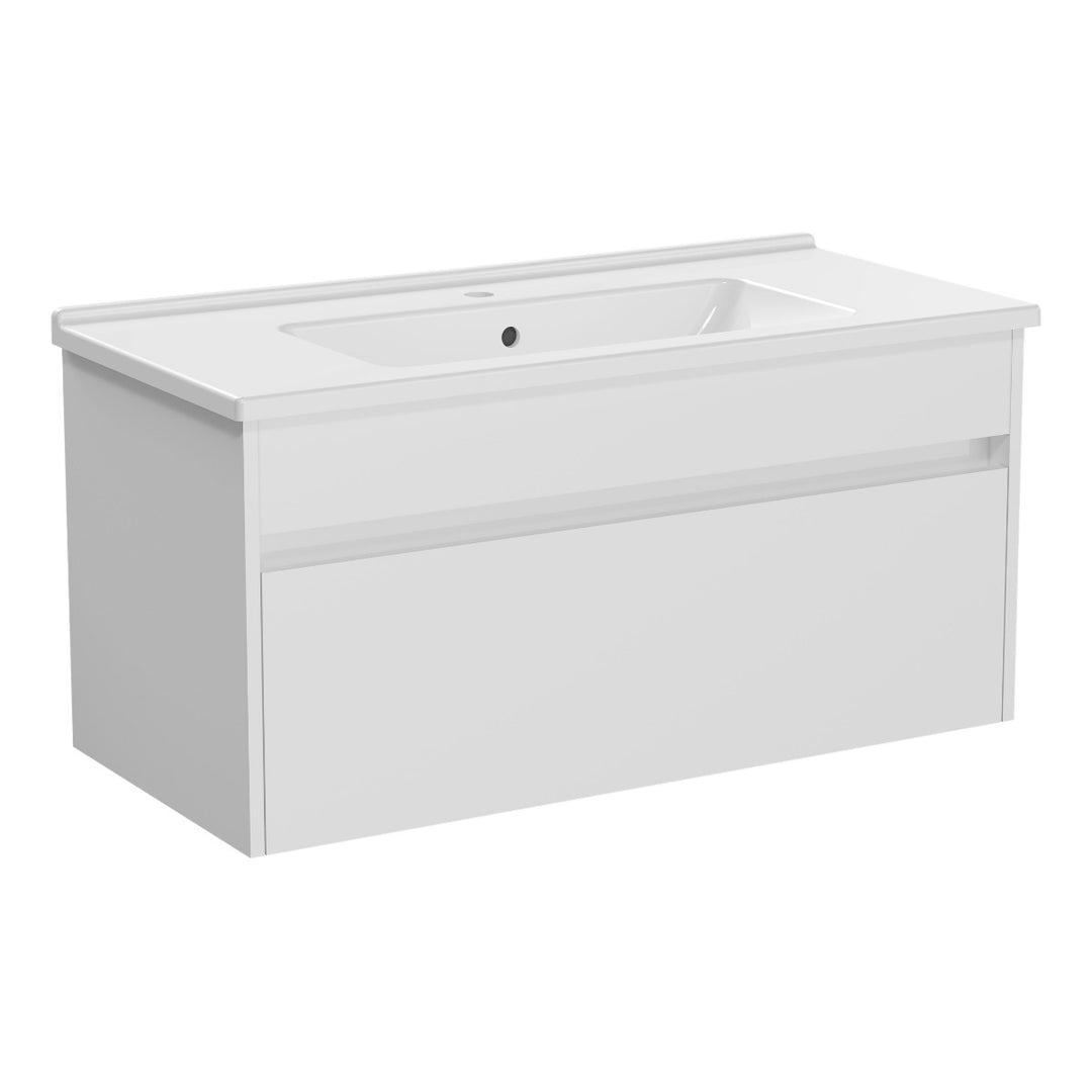 VitrA S50+ 100 cm 1 Drawer Unit & Washbasin White High Gloss