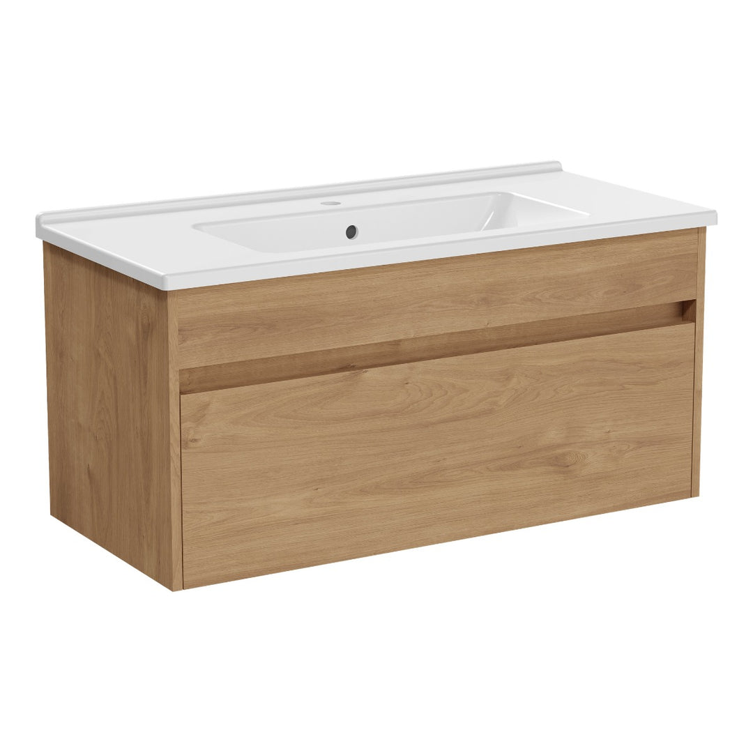 VitrA S50+ 100 cm 1 Drawer Unit & Washbasin Golden Oak