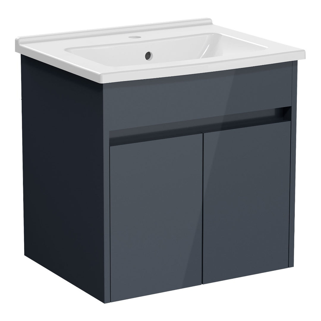 VitrA S50+ 60 cm with Doors Unit & Washbasin Anthracite High Gloss