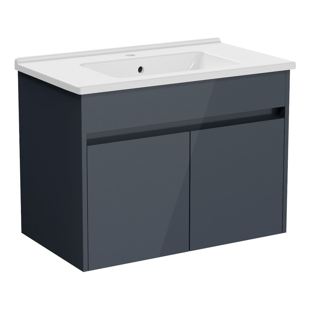VitrA S50+ 80 cm with Doors Unit & Washbasin Anthracite High Gloss