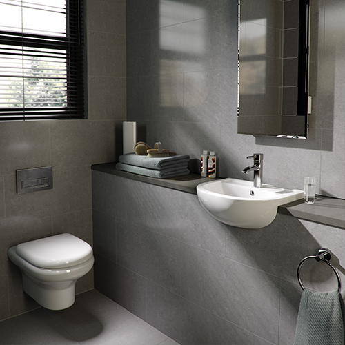 RAK Compact 45cm Semi Recessed Basin 1th LH