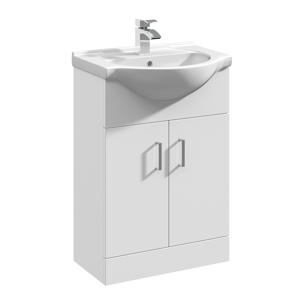 550mm Gloss White 2 Door Vanity Unit & Basin