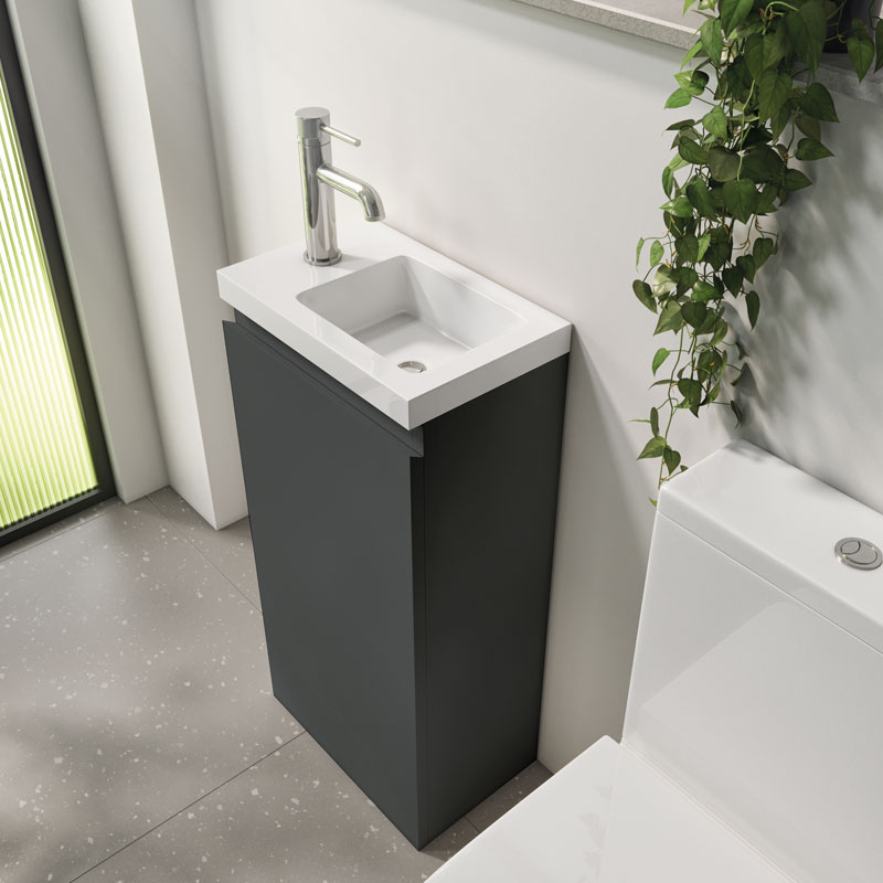 Waterproof 400mm Matt Grey Vanity Unit with Basin