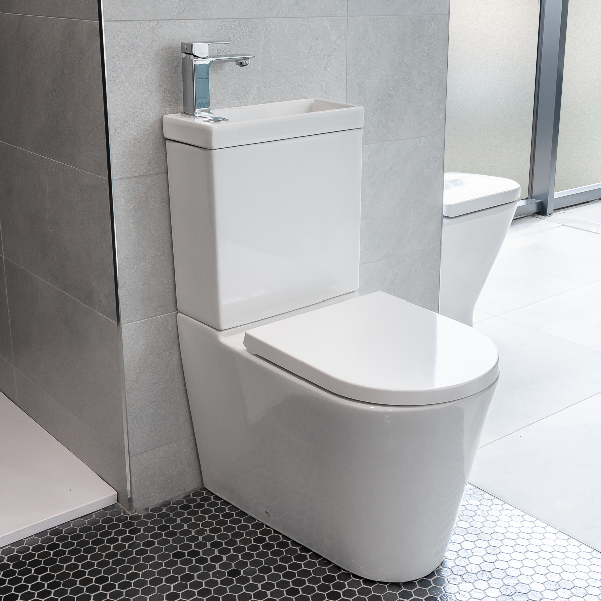 2 in 1 Basin & Toilet Combination with Soft Close Seat - Combi By Voda Design
