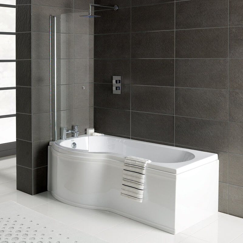 Modern Space Saver Small Bath 1500 Corner Single Ended P Shape UK Made