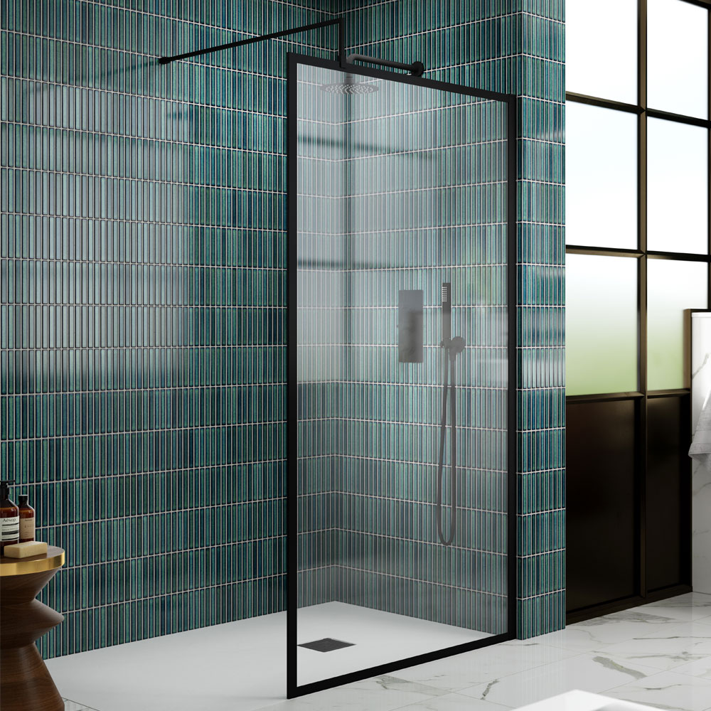 1100mm Full Outer Frame Wetroom Screen - Black - V-WETFRBB1811