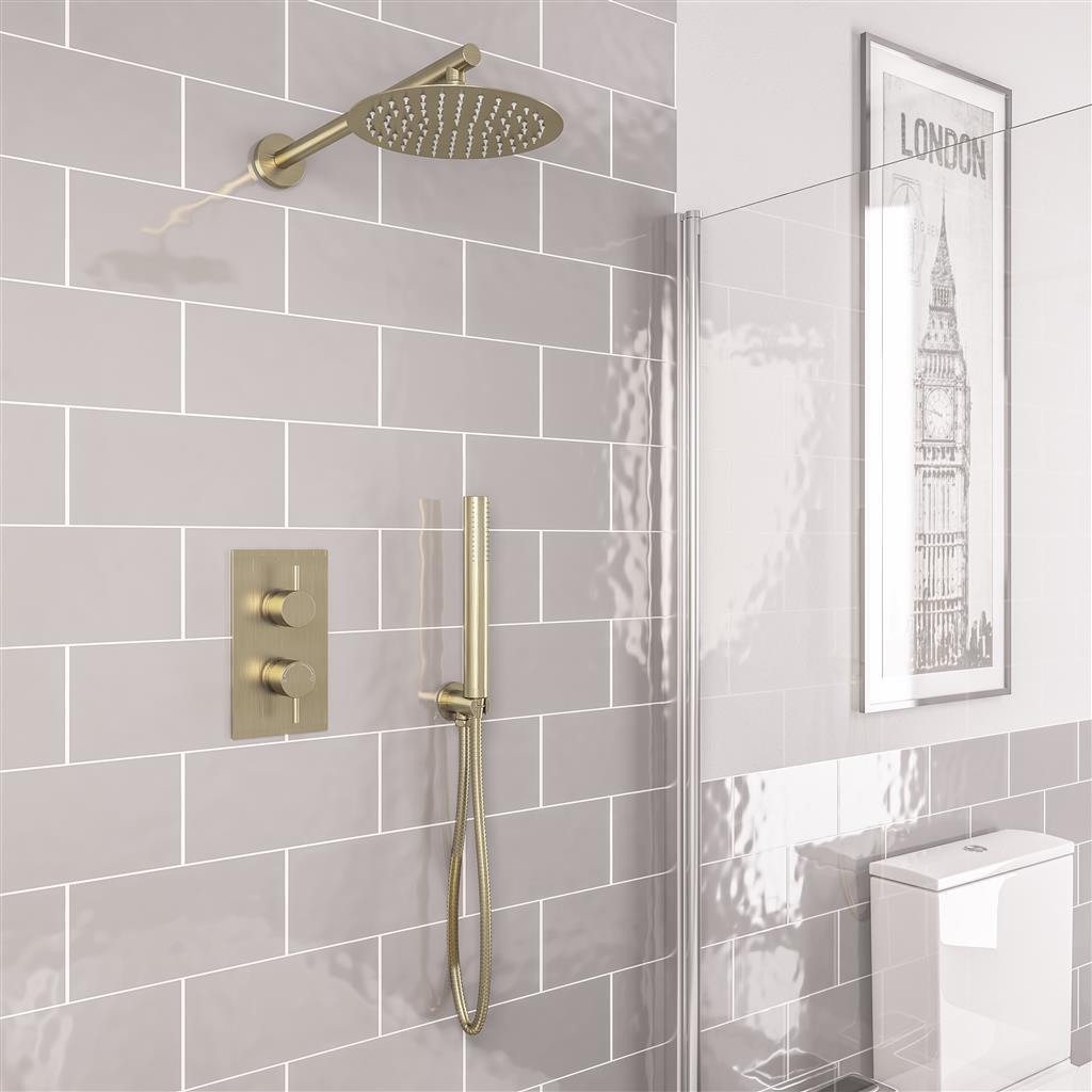 Round Shower Bundle Brushed Brass- BND016