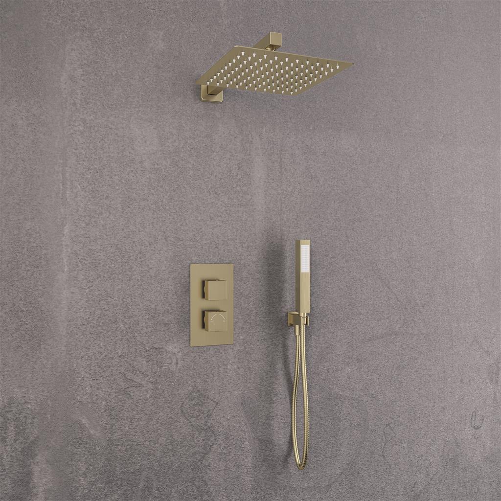 Square Shower Bundle Brushed Brass- BND019