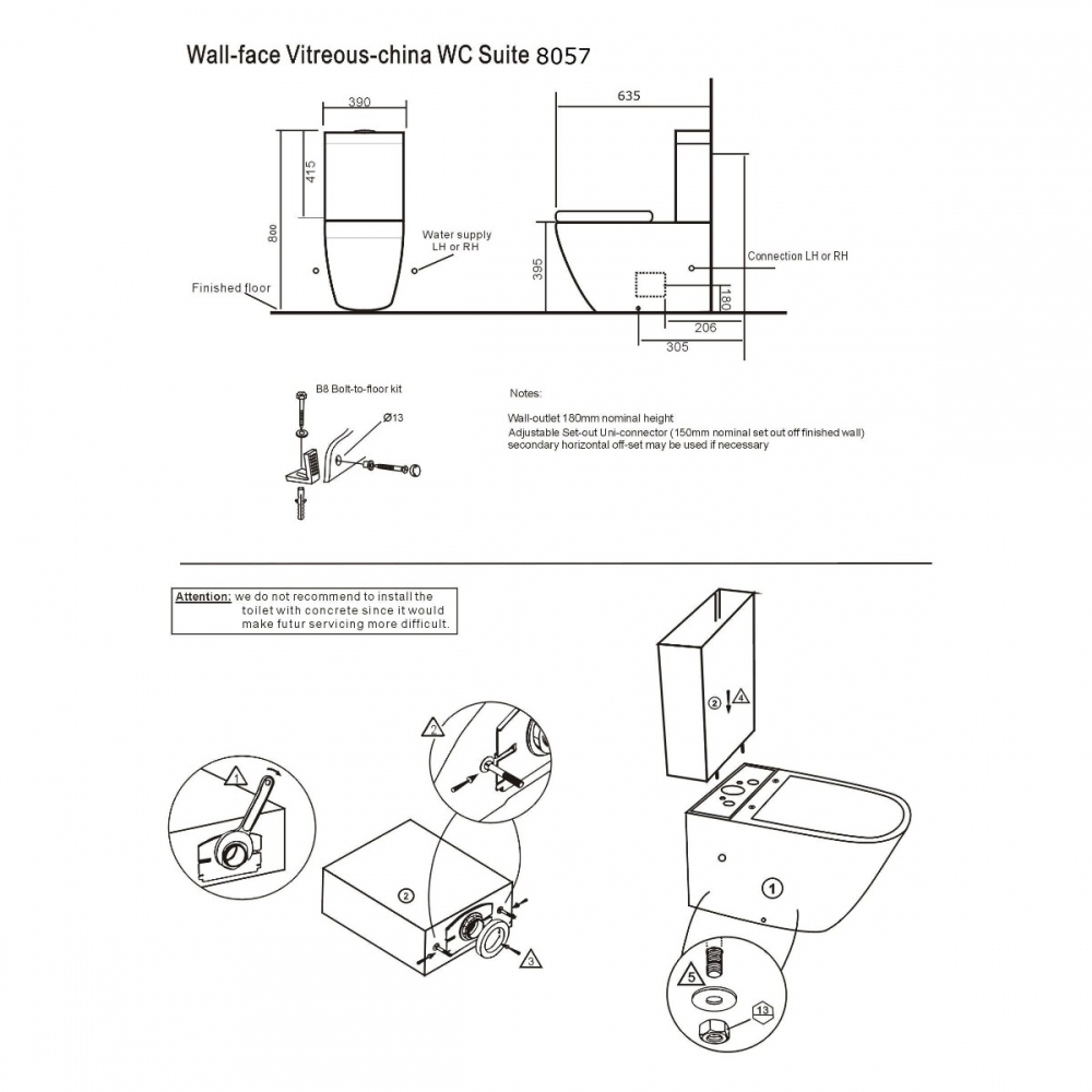 Rimless Close Coupled Modern Toilet With Soft Close Seat (Fully Back